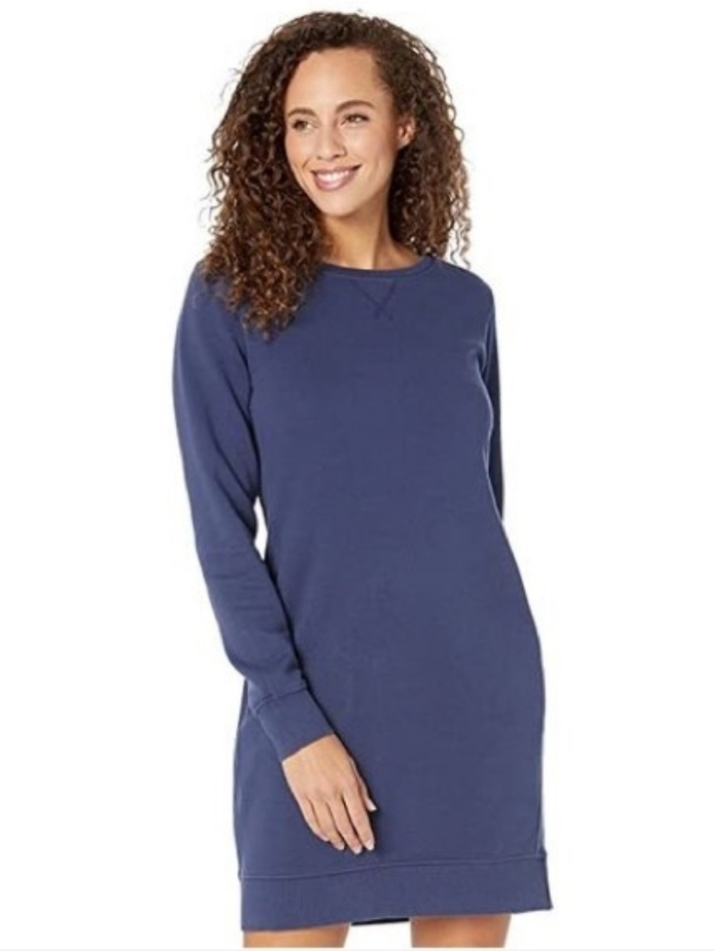 PACT Organic Cotton Essential Long Sleeve Sweatshirt Dress Navy Size Medium
